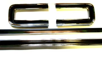 Show details for 1966-1967 Dodge Charger Stainless Steel Taillight Trim Molding Set Picture of 1966-1967 Dodge Charger Stainless Steel Taillight Trim Molding Set