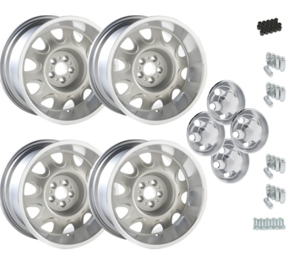 Picture of Mopar Rallye Wheels for Dodge/Plymouth Light Argent (2)17x9" (2)17x8 w/Caps