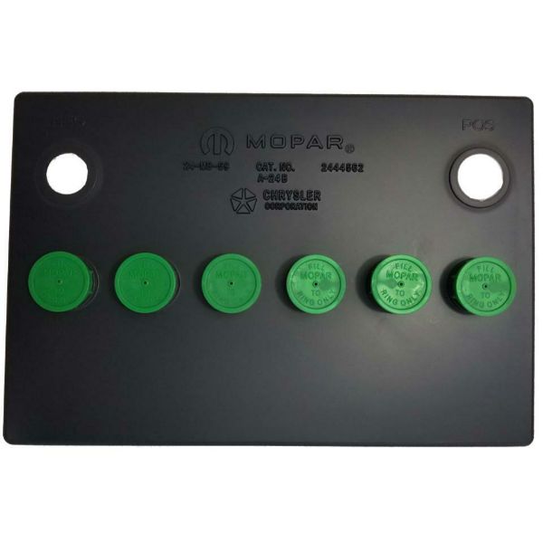 Picture of 1966-74 Dodge Plymouth A, B, & E-Body Mopar Battery Cover Set 6 Green Caps 