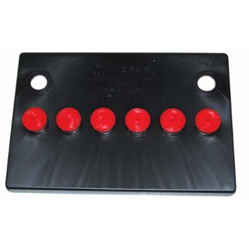 Show details for 1966-74 Dodge Plymouth A, B, & E-Body Mopar Battery Cover Set 6 Red Caps Picture of 1966-74 Dodge Plymouth A, B, & E-Body Mopar Battery Cover Set 6 Red Caps