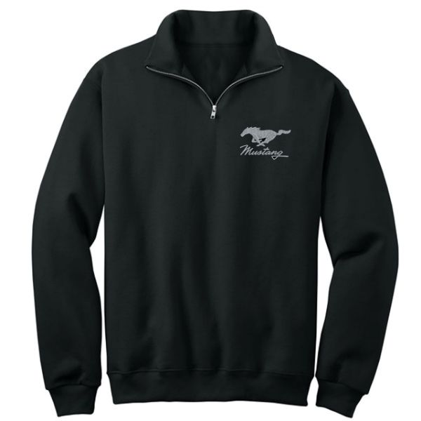 Picture of 1964-2021 Ford Mustang 1/4 Zip Fleece W/Logo & Script - Black Medium