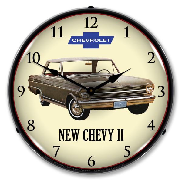 Picture of 1962-1962 Chevrolet Nova / Chevy II LED Clock. Silver "New"