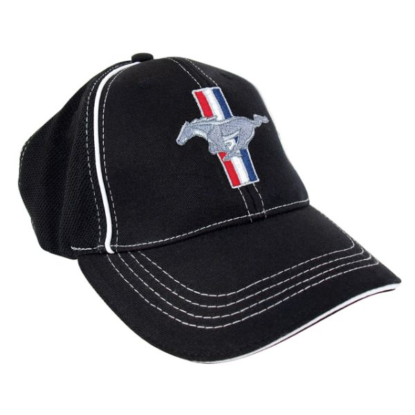 Picture of 1964-2021 Ford Mustang Cap - Mustang Black Flexible Fabric W/Pony Logo SM/MD