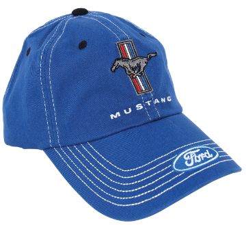 Show details for 1964-2021 Ford Mustang Cap - Mustang Blue W/Pony Tri-Bar Picture of 1964-2021 Ford Mustang Cap - Mustang Blue W/Pony Tri-Bar