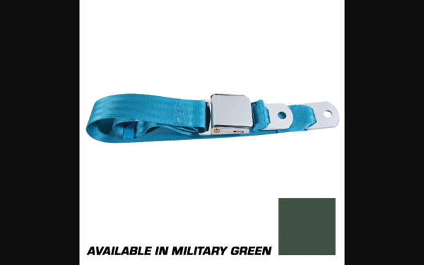 Picture of 1964-1968 Ford Mustang Seat Belt - Chrome Lift Latch Lap - Mil Green