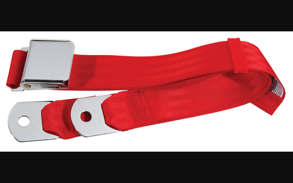 Picture of 1964-1968 Ford Mustang Seat Belt - Chrome Lift Latch Lap - Bright Red