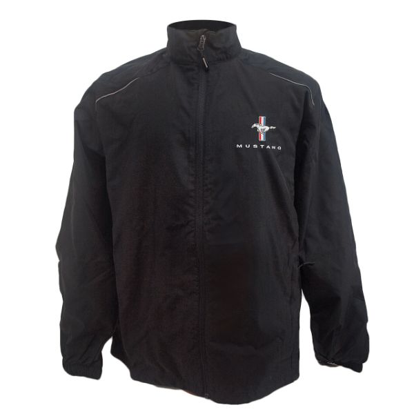Picture of 1964-2021 Ford Mustang Jacket - Mens Light Weight Boom - Embroidered Tri-Bar Logo - Black - 2XL