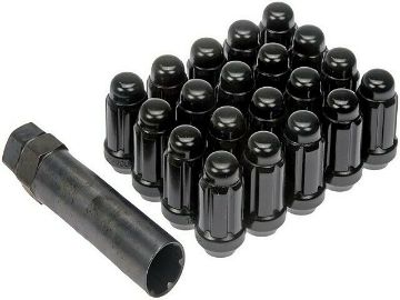 Show details for 1979-2014 Ford Mustang Spline Drive Lug Nut Set - Black - 20pc W/Key Picture of 1979-2014 Ford Mustang Spline Drive Lug Nut Set - Black - 20pc W/Key