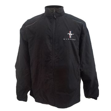 Show details for 1964-2021 Ford Mustang Jacket - Mens Light Weight Boom - Embroidered Tri-Bar Logo - Black - Large Picture of 1964-2021 Ford Mustang Jacket - Mens Light Weight Boom - Embroidered Tri-Bar Logo - Black - Large