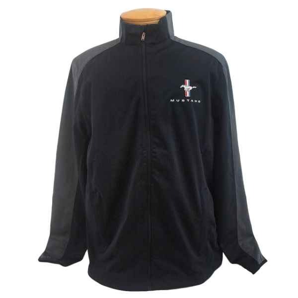 Picture of 1964-2021 Ford Mustang Jacket - Soft Shell Embroidered Tri-Bar Logo - Black W/Gray Sleeves Medium