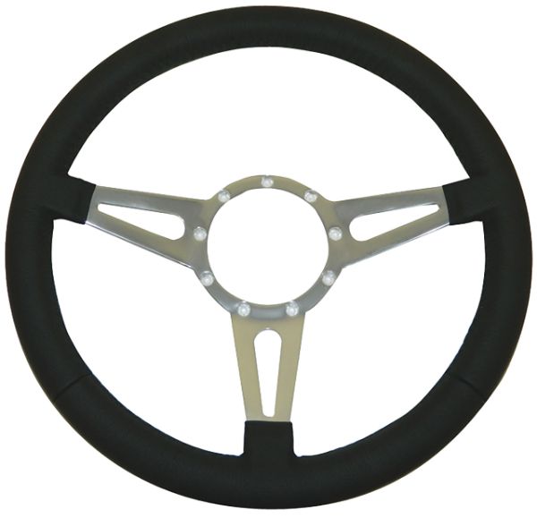 Picture of 1965-1973 Ford Mustang Classic Tear Drop 9-Bolt Wheel W/Black Leather Rim - 14" Diameter