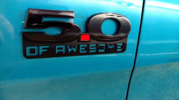 Picture of 2005-2023 Ford Mustang Matte Black 5.0 Emblem W/Matte Red Vinyl Dot - Pair