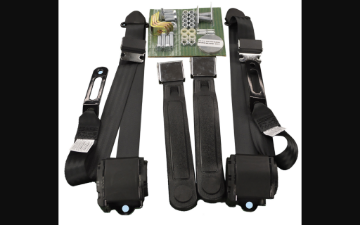 Show details for 1964-1973 Ford Mustang Seat Belts. Chrome Lift Latch Buckle - Black Picture of 1964-1973 Ford Mustang Seat Belts. Chrome Lift Latch Buckle - Black