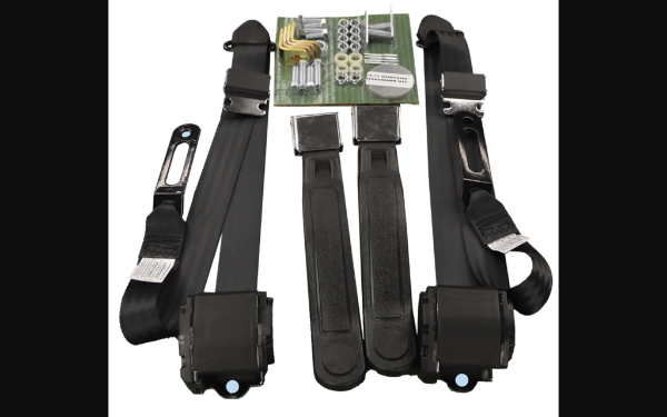 Picture of 1964-1973 Ford Mustang Seat Belts. Chrome Lift Latch Buckle - Black
