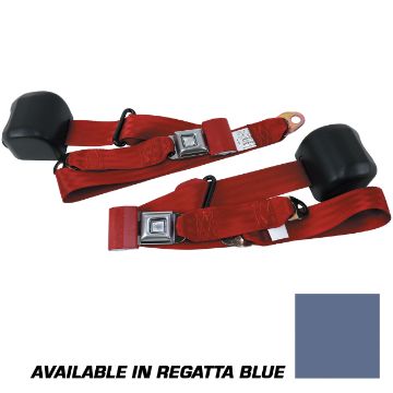 Show details for 1979-1989 Ford Mustang Front Fox Body Seat Belts. Starburst Push Button - Regatta Blue Picture of 1979-1989 Ford Mustang Front Fox Body Seat Belts. Starburst Push Button - Regatta Blue