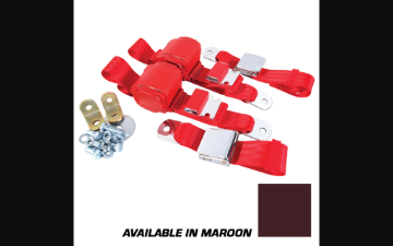 Show details for 1964-1973 Ford Mustang Seat Belts. Rear Chrome Lift Latch - Maroon Picture of 1964-1973 Ford Mustang Seat Belts. Rear Chrome Lift Latch - Maroon