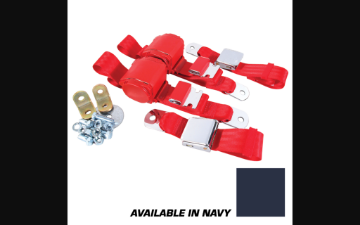 Show details for 1964-1973 Ford Mustang Seat Belts. Rear Chrome Lift Latch - Navy Picture of 1964-1973 Ford Mustang Seat Belts. Rear Chrome Lift Latch - Navy