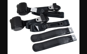 Show details for 1964-1973 Ford Mustang Seat Belts. Chrome Push Button - Black Picture of 1964-1973 Ford Mustang Seat Belts. Chrome Push Button - Black