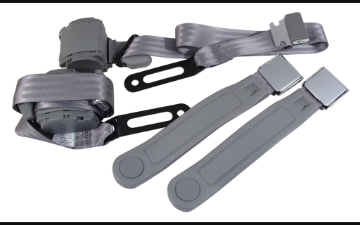 Show details for 1964-1973 Ford Mustang Seat Belts. Chrome Lift Latch Buckle - Gray Picture of 1964-1973 Ford Mustang Seat Belts. Chrome Lift Latch Buckle - Gray