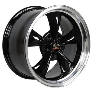 Show details for 1994-2004 Ford Mustang Bullitt Wheel - Black Machined Lip 17x8 Picture of 1994-2004 Ford Mustang Bullitt Wheel - Black Machined Lip 17x8
