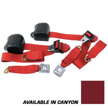 Show details for 1990-1993 Ford Mustang Front Seat Belts. Starburst Push Button - Coupe - Canyon Picture of 1990-1993 Ford Mustang Front Seat Belts. Starburst Push Button - Coupe - Canyon