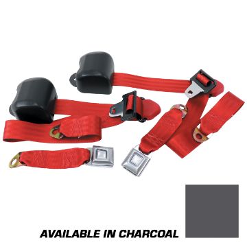 Show details for 1990-1993 Ford Mustang Front Seat Belts. Starburst Push Button - Coupe - Charcoal Picture of 1990-1993 Ford Mustang Front Seat Belts. Starburst Push Button - Coupe - Charcoal