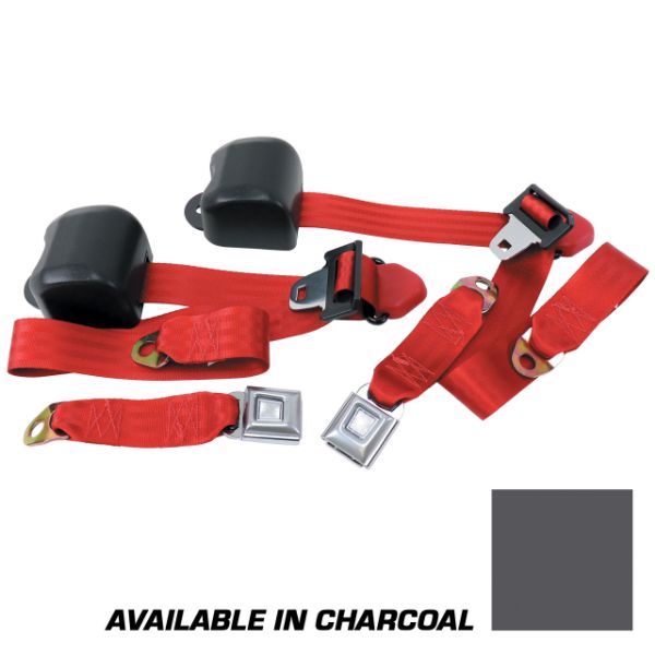 Picture of 1990-1993 Ford Mustang Front Seat Belts. Starburst Push Button - Coupe - Charcoal