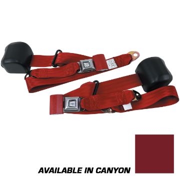 Show details for 1979-1989 Ford Mustang Front Fox Body Seat Belts. Starburst Push Button - Canyon Picture of 1979-1989 Ford Mustang Front Fox Body Seat Belts. Starburst Push Button - Canyon