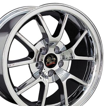 Show details for 1994-2004 Ford Mustang FR500 Wheel - Chrome 18x9 Picture of 1994-2004 Ford Mustang FR500 Wheel - Chrome 18x9