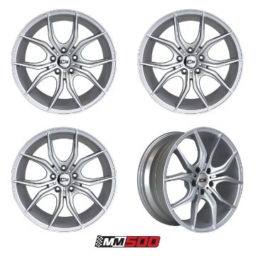 Show details for 1994-2004 Ford Mustang MM500 Silver Squared Wheel Set - 18X8 ET30 5x114.3 Picture of 1994-2004 Ford Mustang MM500 Silver Squared Wheel Set - 18X8 ET30 5x114.3