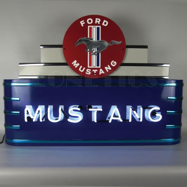 Picture of 1964-2021 Ford Mustang Art Decco Marquee Mustang Neon Sign IN Steel Can