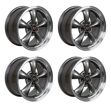 Show details for 1979-2004 Ford Mustang Wheel Set, 17" Bullitt Style, 5 Lug, Anthracite Machined Lip 8" Picture of 1979-2004 Ford Mustang Wheel Set, 17" Bullitt Style, 5 Lug, Anthracite Machined Lip 8"