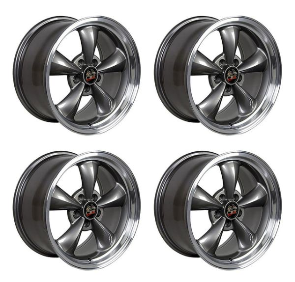 Picture of 1979-2004 Ford Mustang Wheel Set, 17" Bullitt Style, 5 Lug, Anthracite Machined Lip 8"