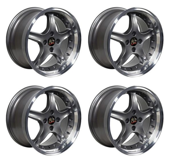 Picture of 1979-1993 Ford Mustang Wheel Set, 17" 1995 Cobra R Style 4 Lug In Anthracite 9"