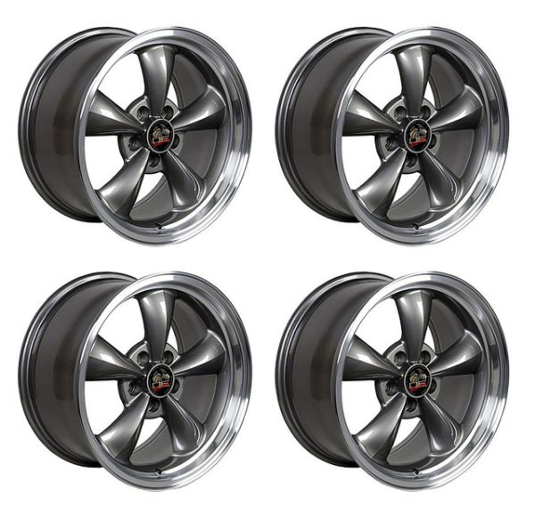 Picture of 1979-2004 Ford Mustang Wheel Set, 17" Bullitt Style, 5 Lug, Anthracite Machined Lip 9"