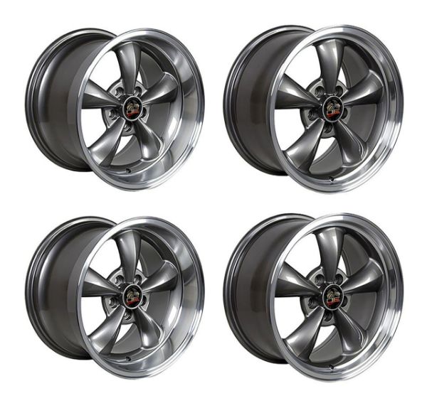 Picture of 1979-2004 Ford Mustang Wheel Set, 17" Bullitt Style, 5 Lug, Anthracite Machined Lip, Big Staggered