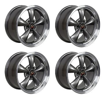 Show details for 1979-2004 Ford Mustang Wheel Set, 18 Bullitt Style, 5 Lug, Anthracite Machined Lip 9" Picture of 1979-2004 Ford Mustang Wheel Set, 18 Bullitt Style, 5 Lug, Anthracite Machined Lip 9"