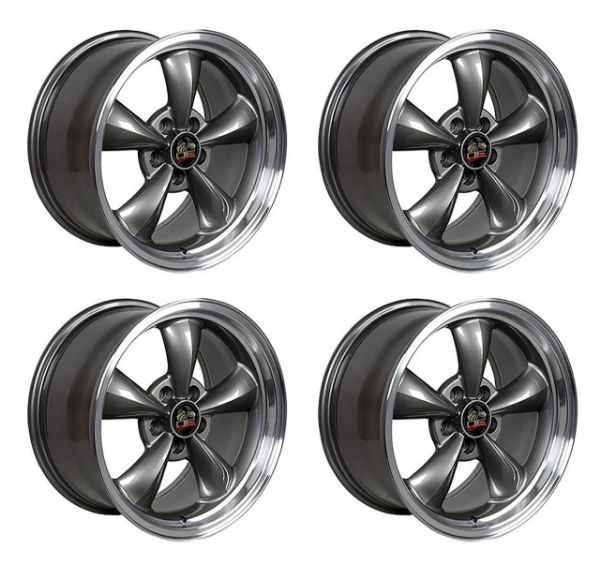 Picture of 1979-2004 Ford Mustang Wheel Set, 18 Bullitt Style, 5 Lug, Anthracite Machined Lip 9"