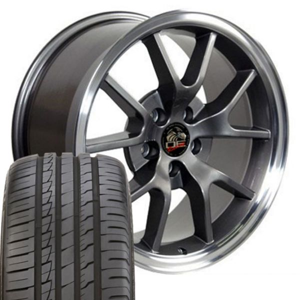 Picture of 1979-2004 Ford Mustang Mounted Tire & Wheel Package - 18" FR500 Style - Anthracite W/Ironman Tires