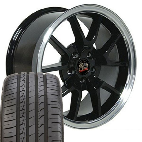 Picture of 1979-2004 Ford Mustang Mounted Tire & Wheel Package - 18" FR500 Style - Black W/Ironman Tires