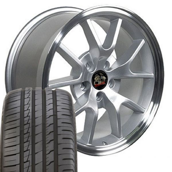 Picture of 1979-2004 Ford Mustang Mounted Tire & Wheel Package - 18" FR500 Style - Silver W/Ironman Tires