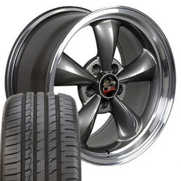 Show details for 1979-2004 Ford Mustang Mounted Tire & Wheel Package - 18" Bullitt Style - Anthracite W/Ironman Tires Picture of 1979-2004 Ford Mustang Mounted Tire & Wheel Package - 18" Bullitt Style - Anthracite W/Ironman Tires