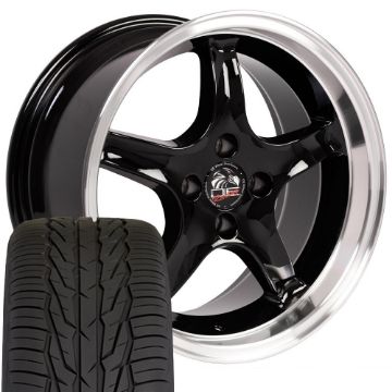 Show details for 1979-1993 Ford Mustang Mounted Tire & Wheel Package - 17" Cobra R Style - Black W/Extensa HP Tires Picture of 1979-1993 Ford Mustang Mounted Tire & Wheel Package - 17" Cobra R Style - Black W/Extensa HP Tires