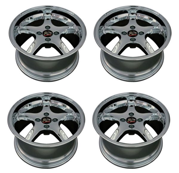 Picture of 1979-1993 Ford Mustang Wheel Set, 17" 1995 Cobra R Style 4 Lug In Chrome 9"