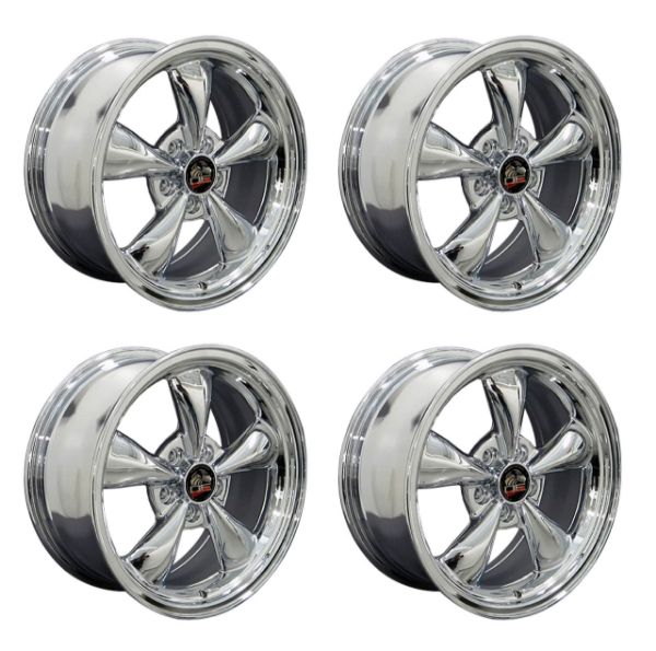 Picture of 1979-2004 Ford Mustang Wheel Set, 17" Bullitt Style, 5 Lug, Chrome 8"