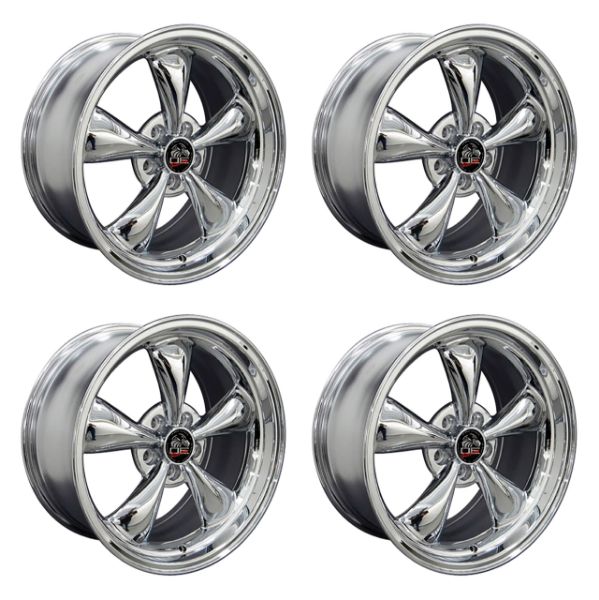 Picture of 1979-2004 Ford Mustang Wheel Set, 17" Bullitt Style, 5 Lug, Chrome 9"