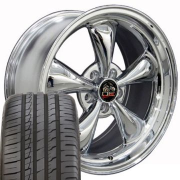 Show details for 1979-2004 Ford Mustang Mounted Tire & Wheel Package - 18" Bullitt Style - Chrome W/Ironman Tires Picture of 1979-2004 Ford Mustang Mounted Tire & Wheel Package - 18" Bullitt Style - Chrome W/Ironman Tires