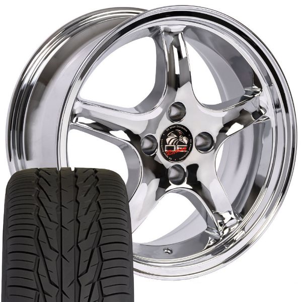 Picture of 1979-1993 Ford Mustang Mounted Tire & Wheel Package - 17" Cobra R Style - Chrome W/Extensa HP Tires