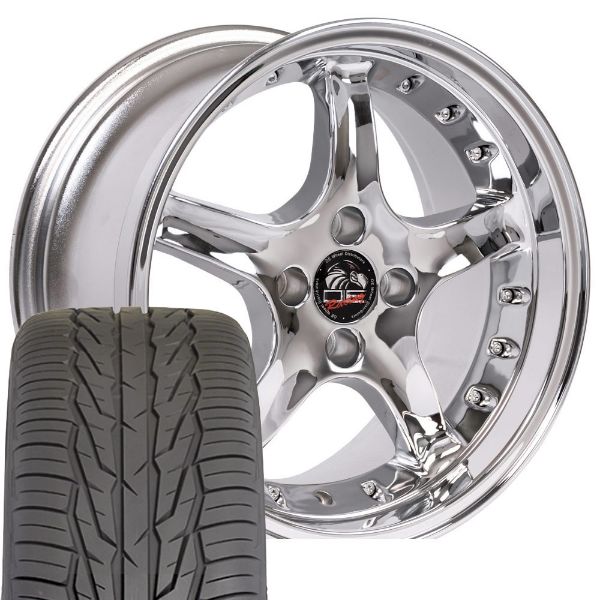 Picture of 1979-1993 Ford Mustang Mounted Tire & Wheel Package - 17" Cobra R Style - Chrome W/Extensa HP Tires