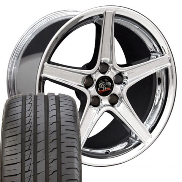 Picture of 1979-2004 Ford Mustang Mounted Tire & Wheel Package - 18" Saleen Style - Chrome W/Ironman Tires